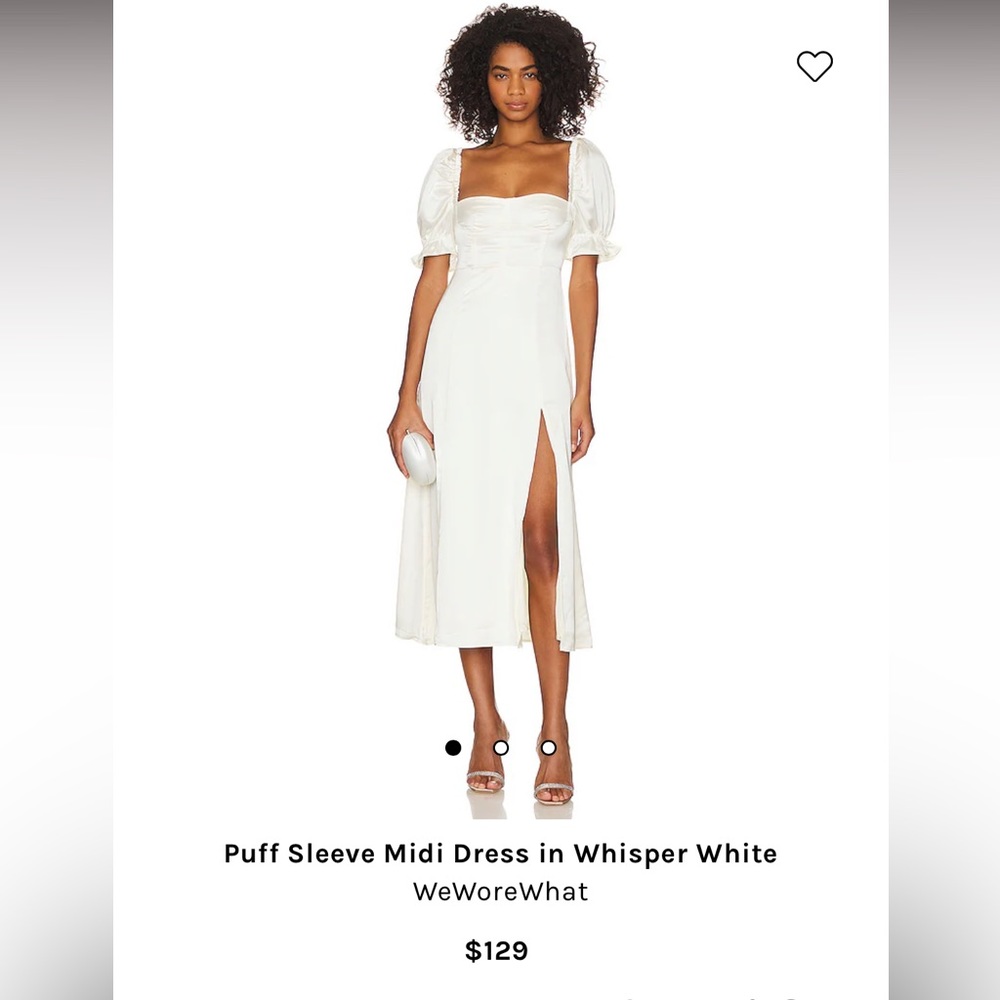 Weworewhat - Puff Sleeve Midi Dress in Ivory